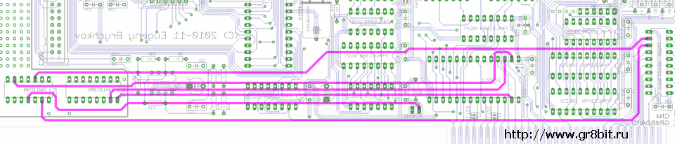 One conductor cut at solder side