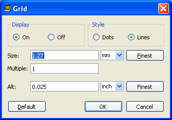 Set grid to millimeters